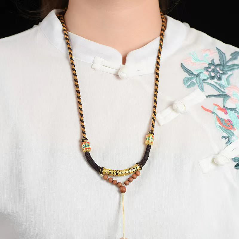 Wear FengShui Tibetan Handmade King Kong Knot Om Mani Padme Hum Prayer Wheel String Necklace Pendant