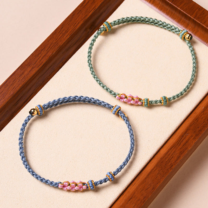 Wear FengShui Handmade Peach Blossom Protection Braided Rope Bracelet