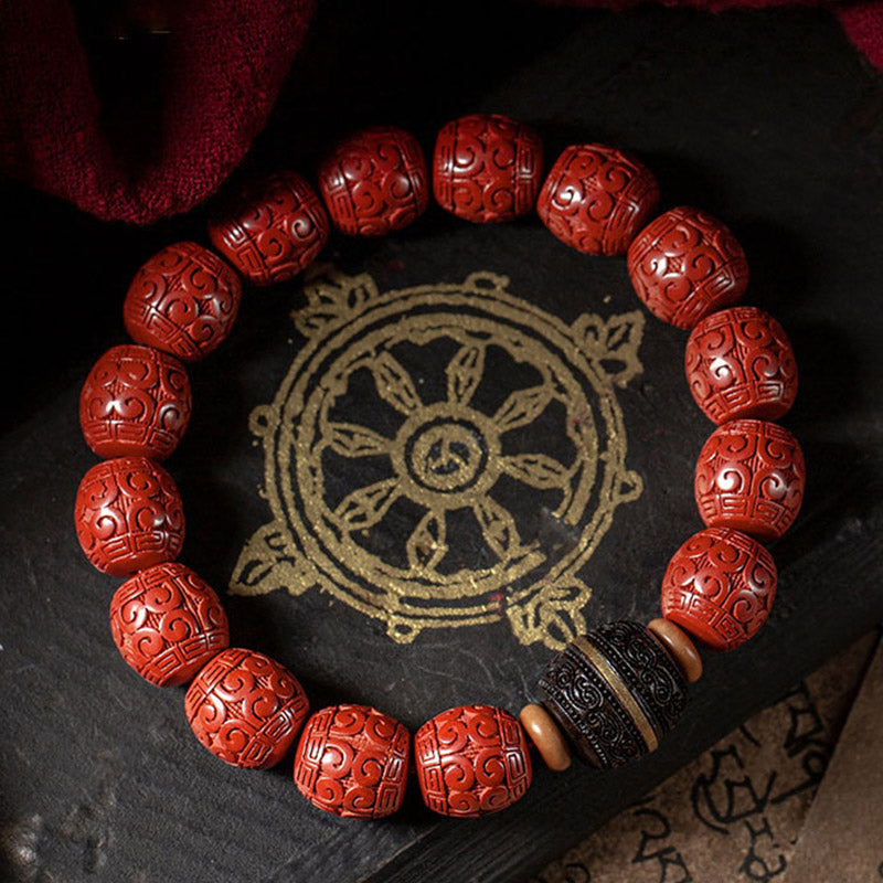 Wear FengShui Natural Cinnabar Ebony Calm Blessing Bracelet