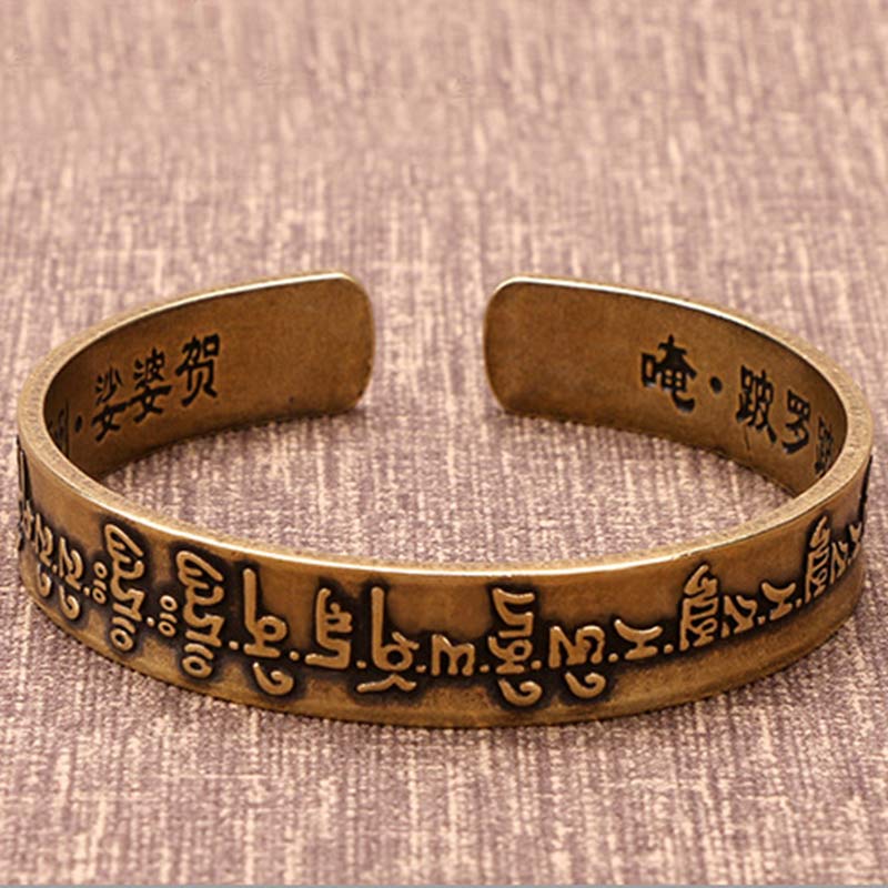 Wear FengShui Tibetan Mahāpratisarā Mantra Sanskrit Copper Brass Healing Bracelet Bangle