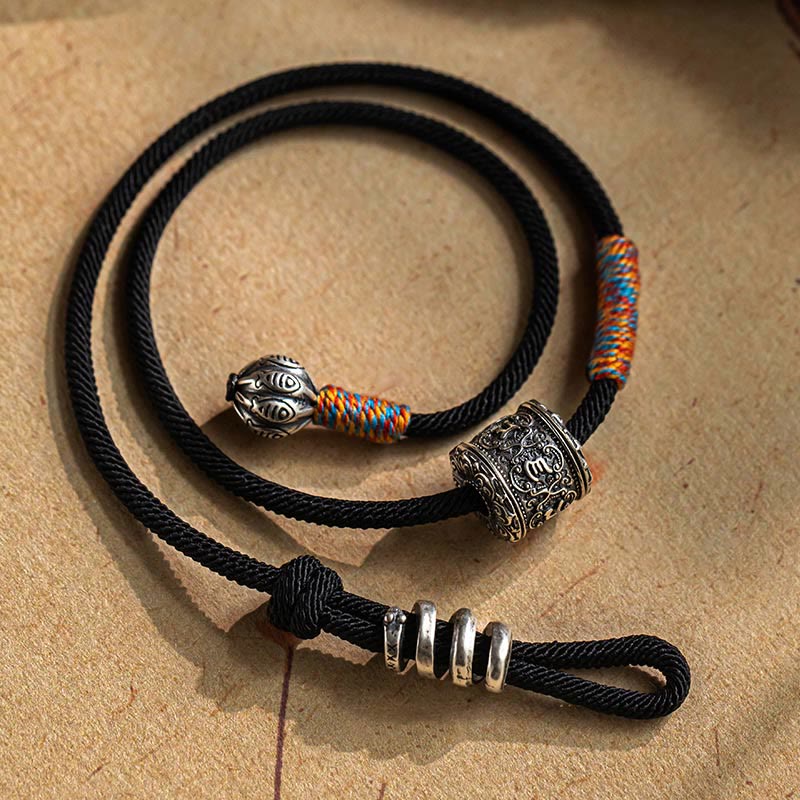 Wear FengShui Tibetan Om Mani Padme Hum Carved Amulet Double Wrap Bracelet