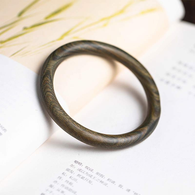 Wear FengShui Tibetan Small Leaf Red Sandalwood Ebony Green Sandalwood Protection Bracelet Bangle
