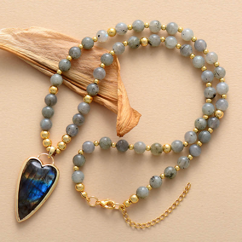 Wear FengShui Labradorite Support Healing Beaded Necklace Pendant