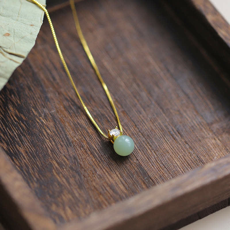 Wear FengShui Lucky Bead Jade Prosperity Chain Necklace Pendant
