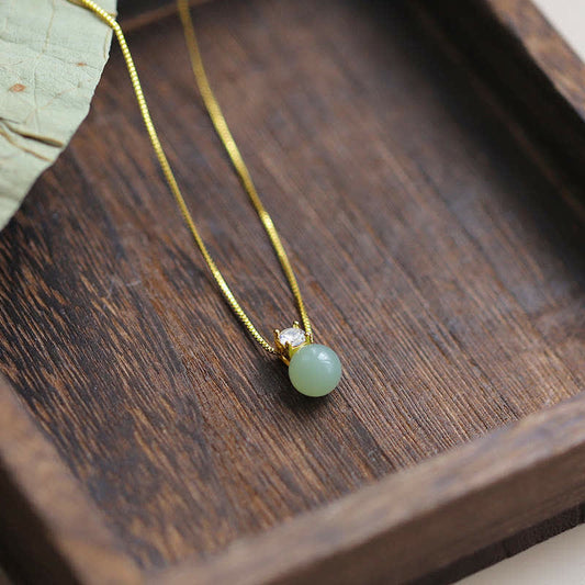 Wear FengShui Lucky Bead Jade Prosperity Chain Necklace Pendant