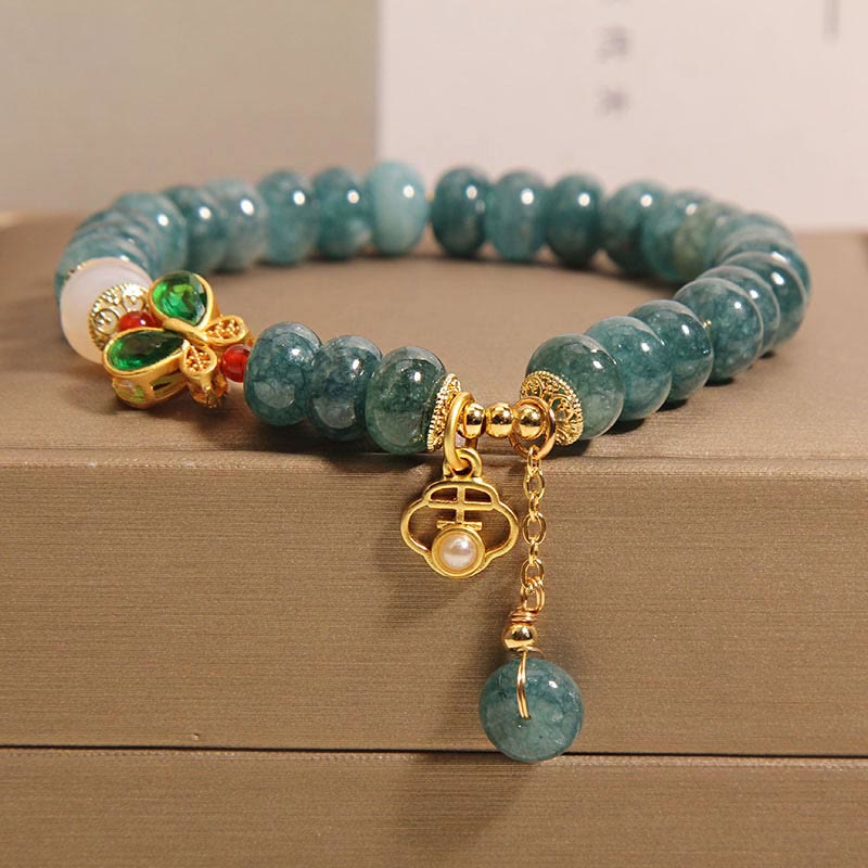 Wear FengShui Jade White Agate Butterfly Abacus Beads Abundance Bracelet