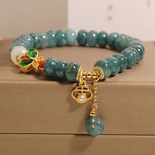 Wear FengShui Jade White Agate Butterfly Abacus Beads Abundance Bracelet