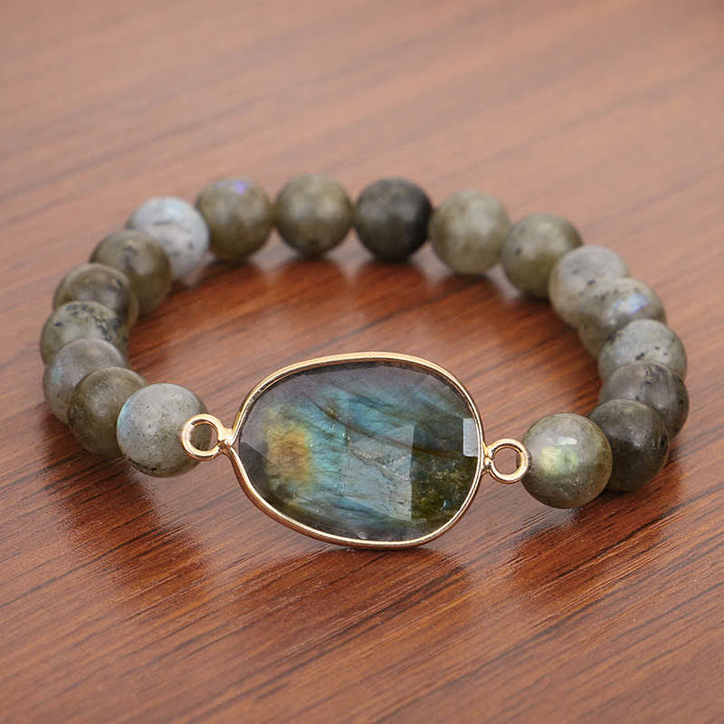 Wear FengShui Natural Labradorite Moonstone Support Healing Beaded Bracelet