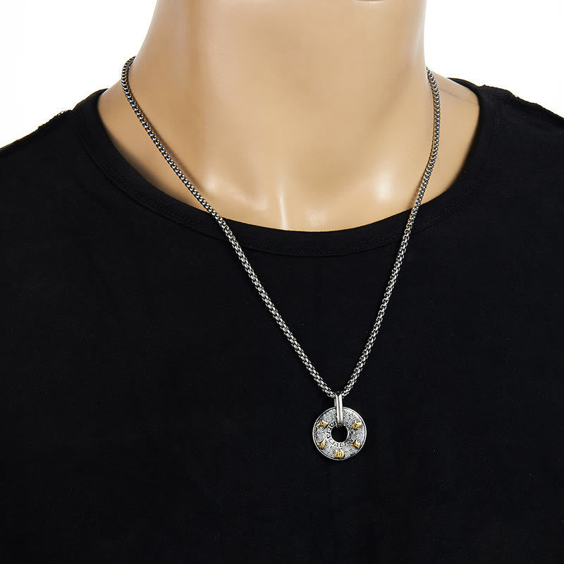 Wear FengShui Tibetan Om Mani Padme Hum Peace Buckle Creativity Necklace Pendant