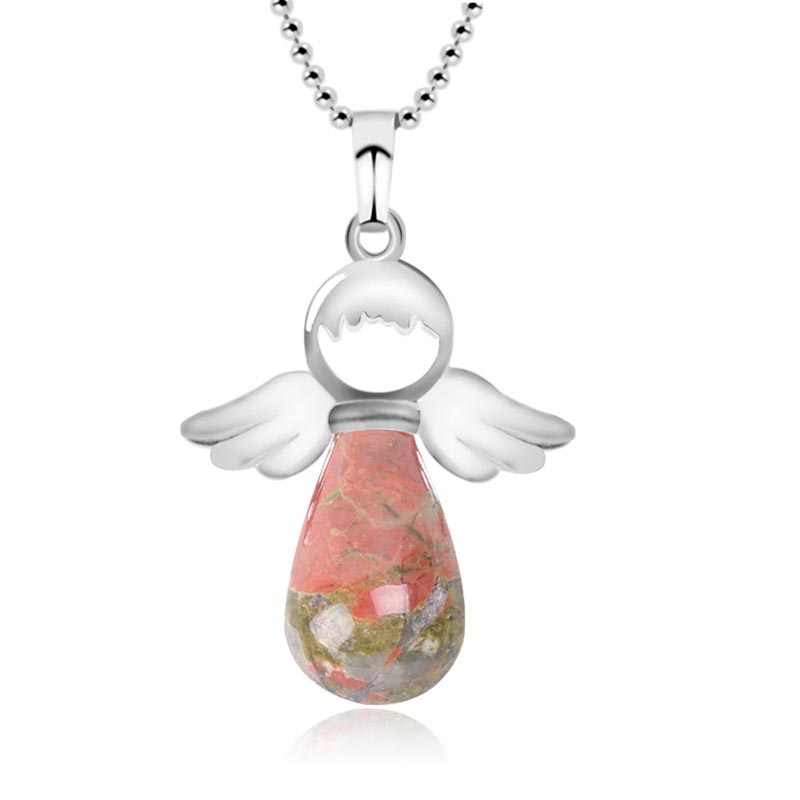 Wear FengShui Little Angel Wings Natural Crystal Luck Necklace Pendant