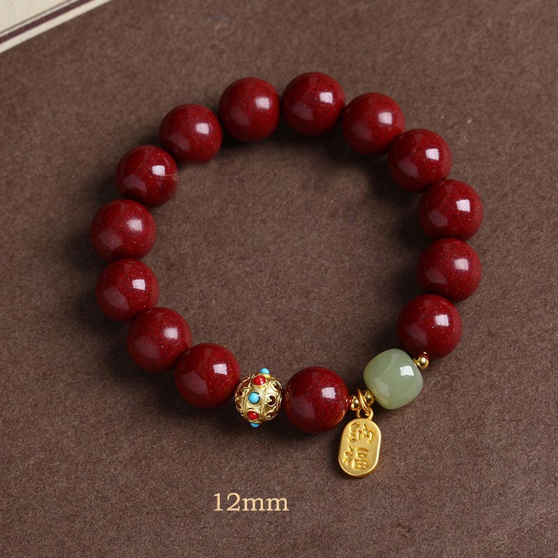 Wear FengShui Cinnabar Green Aventurine Fortune Protection Charm Bracelet