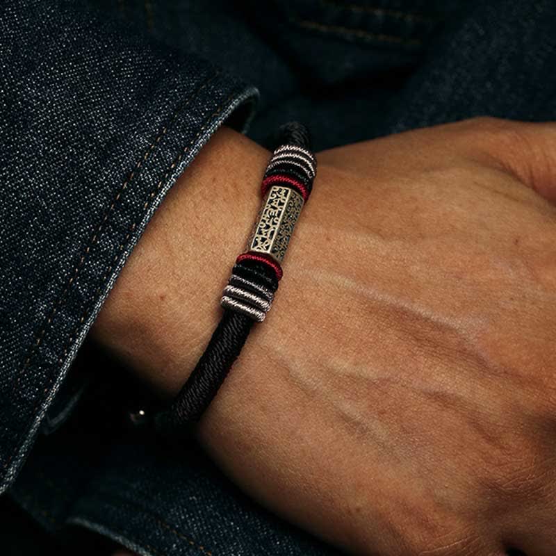 Wear FengShui 925 Sterling Silver Om Mani Padme Hum Peace Red String Bracelet