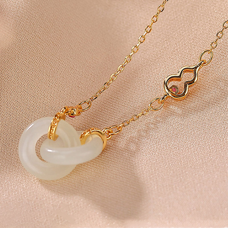 Wear FengShui 925 Sterling Silver Round Jade Luck Prosperity Necklace Chain Pendant