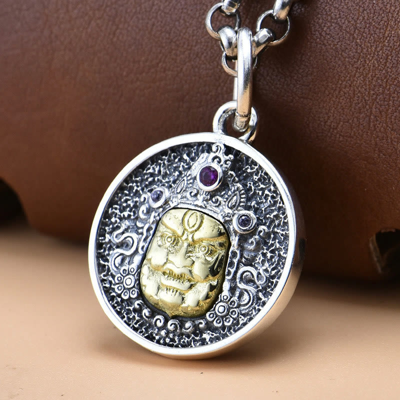 Wear FengShui 925 Sterling Silver Zakiram Goddess of Wealth Dorje Vajra Spiritual Necklace Pendant