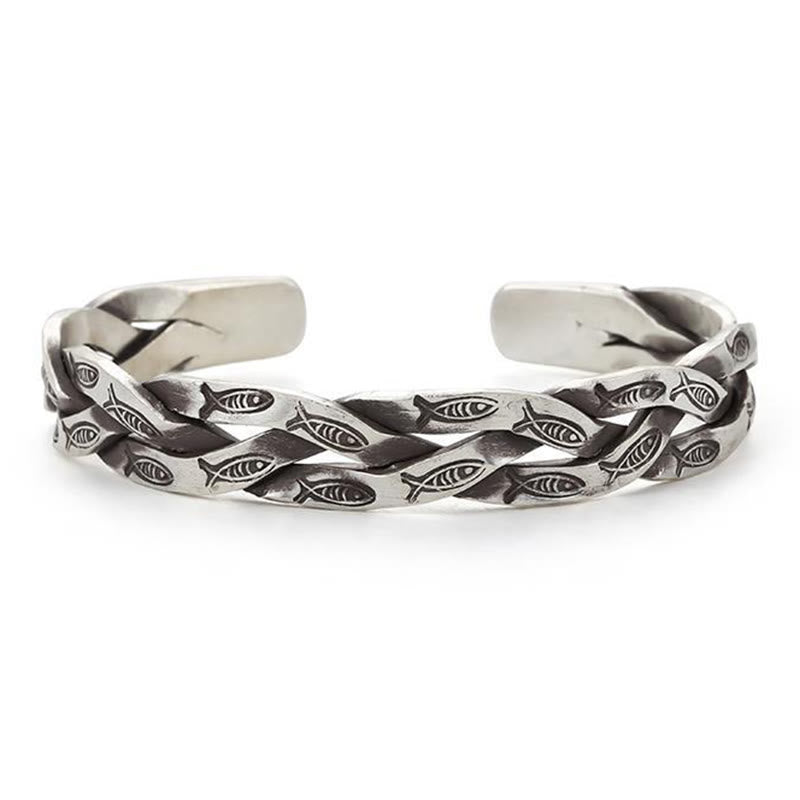 Wear FengShui Koi Fish Twisted Design Luck Wealth Cuff Bracelet Bangle