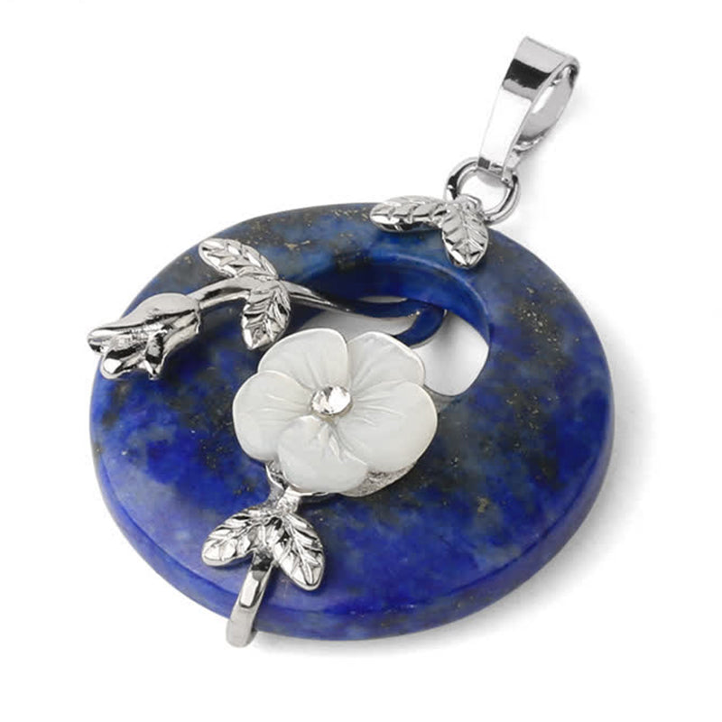 Wear FengShui Various Crystal Amethyst Green Aventurine Flower Healing Necklace Pendant