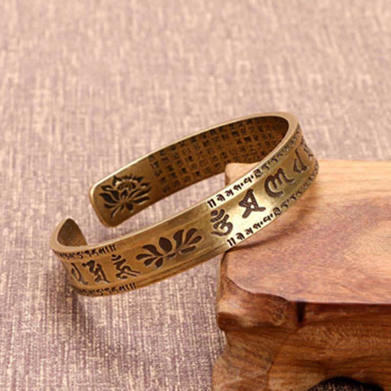 Wear FengShui 2Pcs Om Mani Padme Hum Dragon Phoenix Copper Leather Peace Cuff Bracelet Bangle