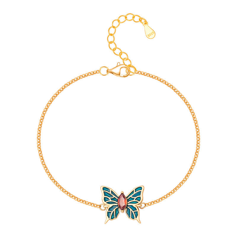 Wear FengShui 925 Sterling Silver Butterfly Zircon Love Chain Bracelet