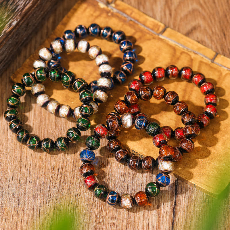Wear FengShui Tibetan Classic Liuli Glass Bead Luck Wealth Bracelet