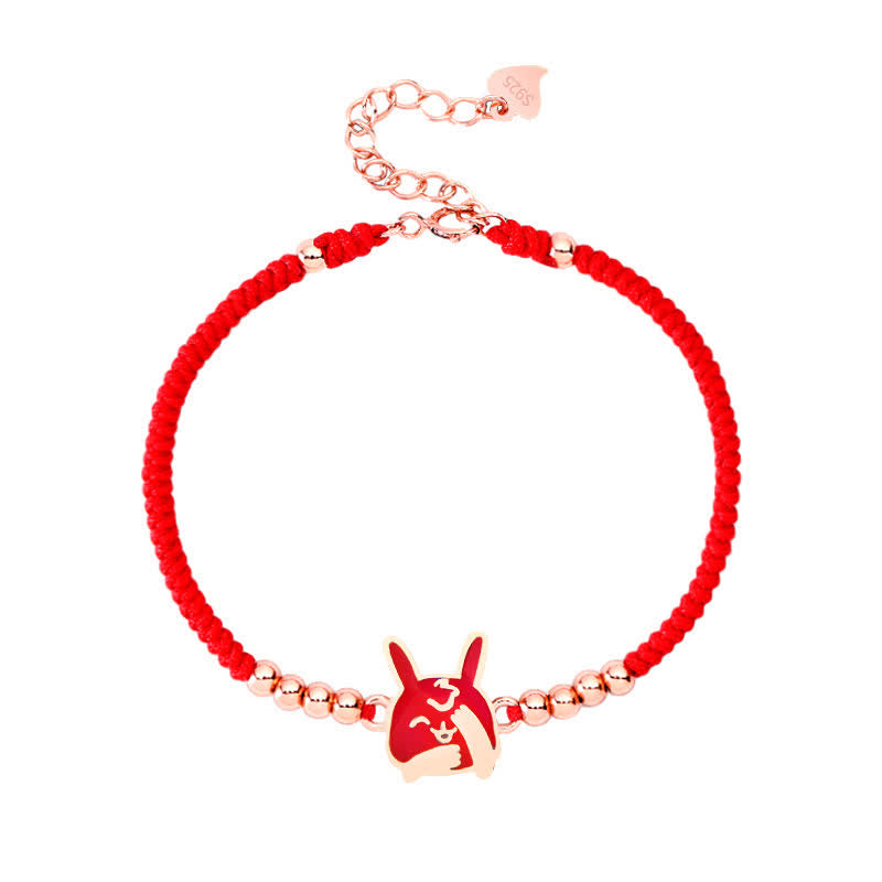 Wear FengShui 925 Sterling Silver Chinese Zodiac Luck Faith Discolor Red String Bracelet