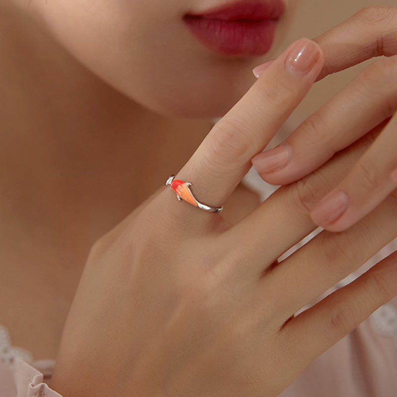 Wear FengShui Koi Fish Copper Balance Luck Adjustable Ring