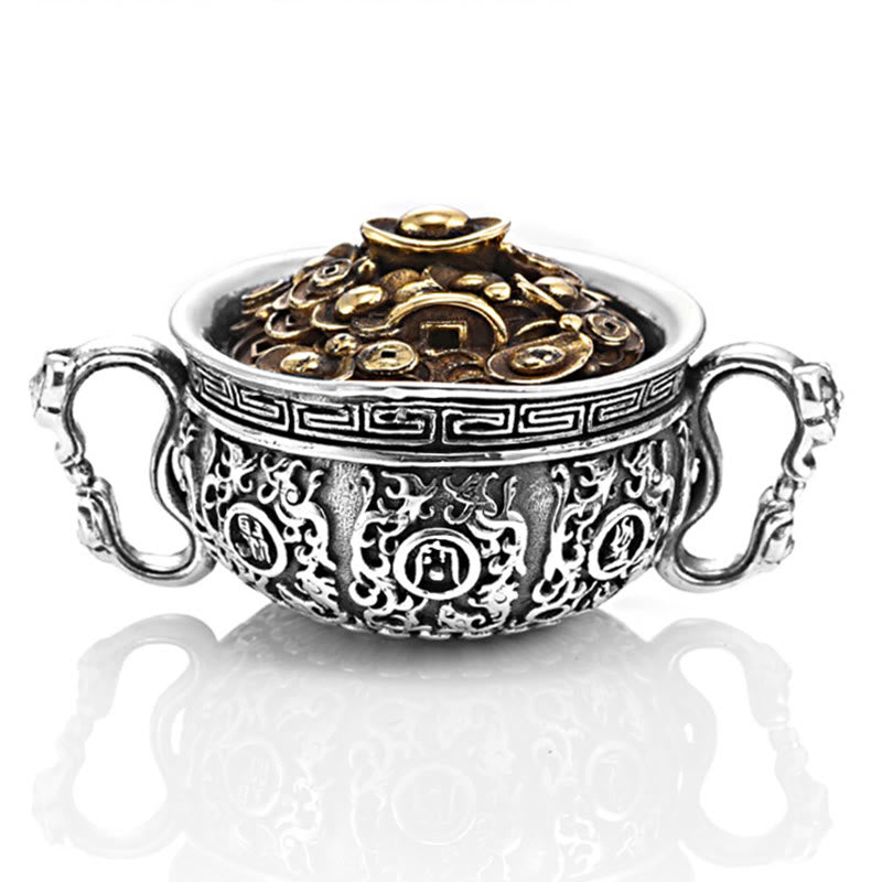 Wear FengShui Treasure Bowl Copper Coin Ingots Wealth Necklace Pendant