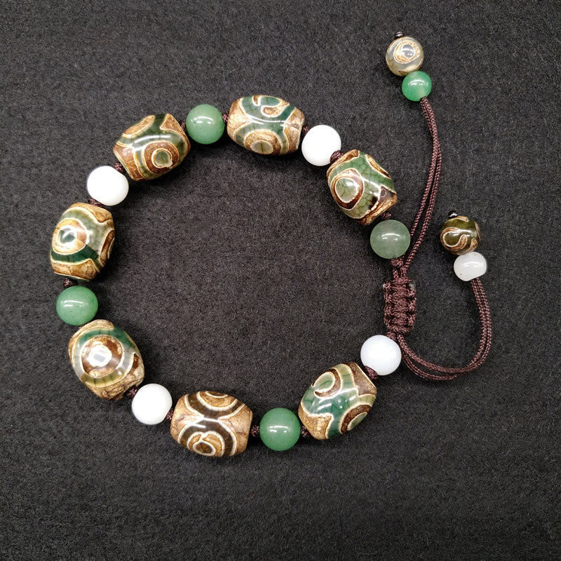 Wear FengShui Tibetan Three-eyed Dzi Bead Luck Protection Braided Bracelet