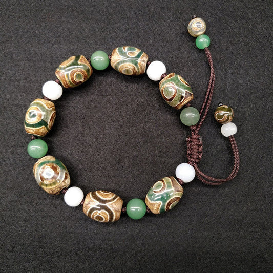 Wear FengShui Tibetan Three-eyed Dzi Bead Luck Protection Braided Bracelet