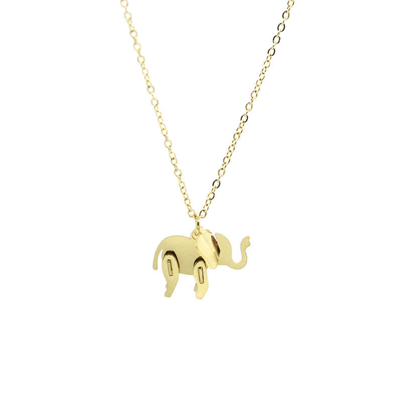 Wear FengShui Elephant Titanium Steel Luck Necklace Chain Pendant