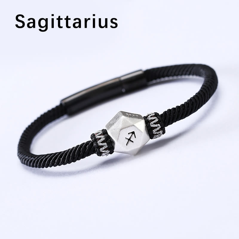 Wear FengShui 999 Sterling Silver 12 Constellations of the Zodiac Protection Handmade String Bracelet