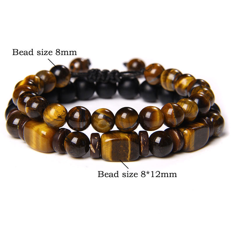 Wear FengShui Tiger Eye Frosted Stone Hematite Courage Bracelet