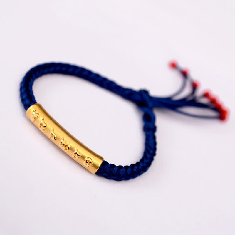 Wear FengShui 999 Sterling Silver Om Mani Padme Hum Protection Strength String Bracelet