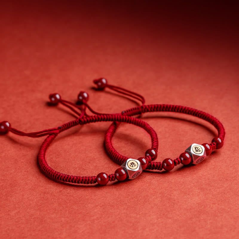 Wear FengShui 925 Sterling Silver Chinese Zodiac Natal Buddha Cinnabar Calm Bracelet