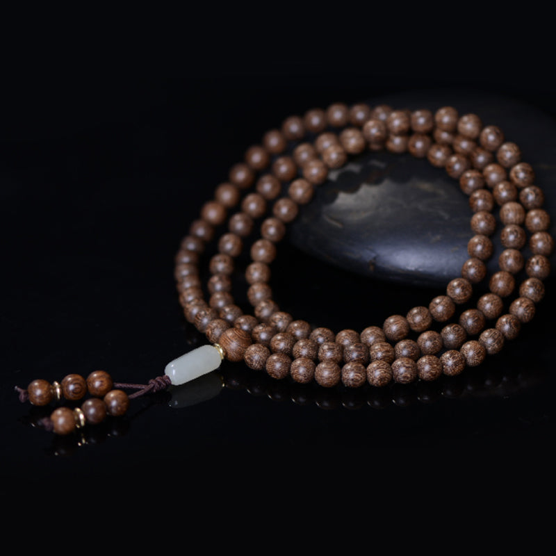 Wear FengShui 108 Mala Beads Rosewood Jade Calm Bracelet