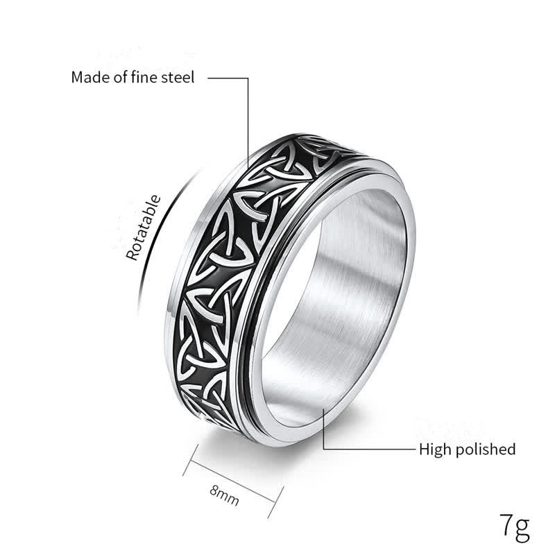 Wear FengShui  Triangle Knot Triquetra Titanium Steel Calm Rotatable Ring