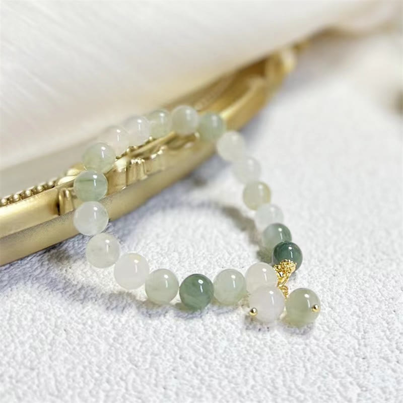 Wear FengShui Natural Gradient Jade Abundance Luck Bead Charm Bracelet