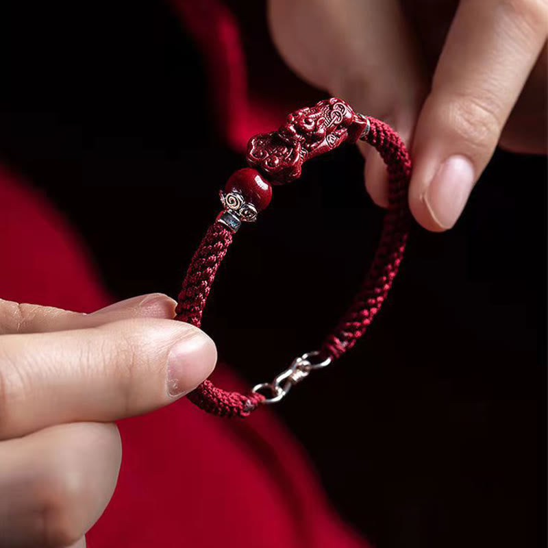 Wear FengShui Handcrafted PiXiu Cinnabar Wealth Luck Braided Bracelet