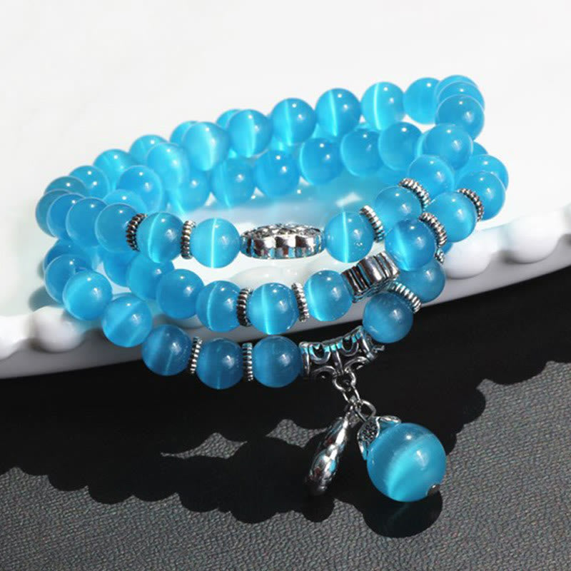 Wear FengShui Cat Eye PiXiu Support Triple Wrap Bracelet