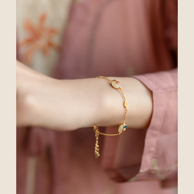 Wear FengShui Auspicious Clouds Jade Pattern Luck Bracelet