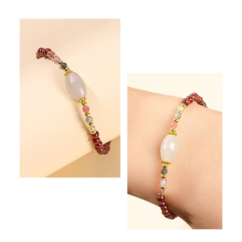 Wear FengShui Garnet Jade Tourmaline Bead Passion Bracelet