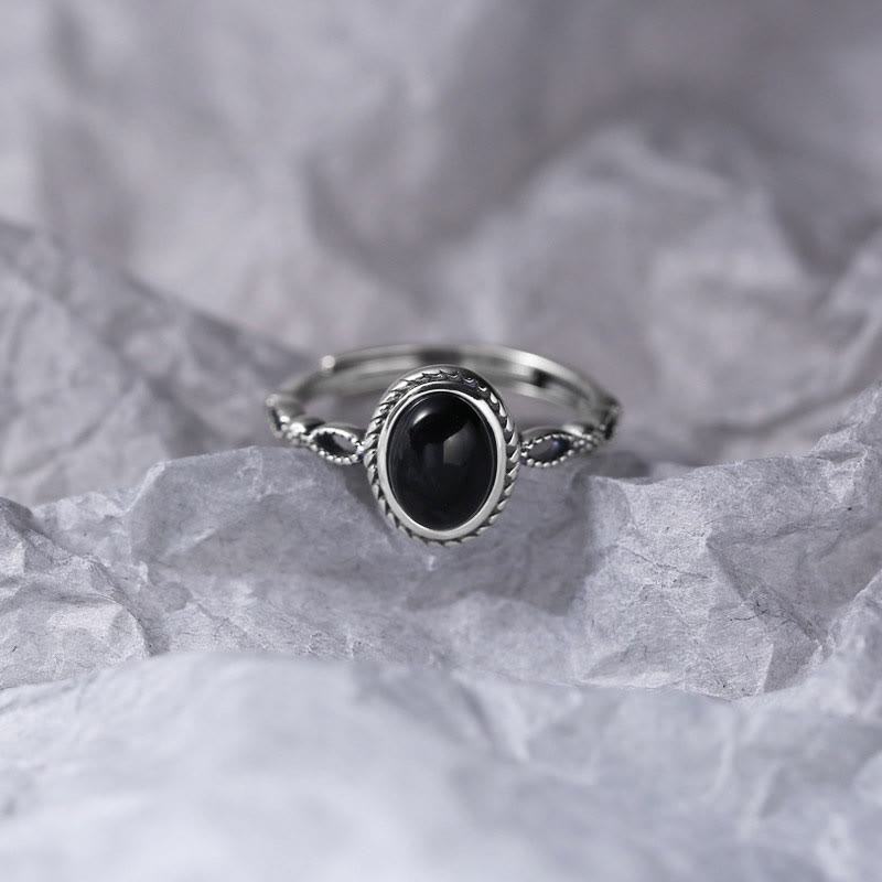 Wear FengShui 925 Sterling Silver Black Onyx Fortune Ring