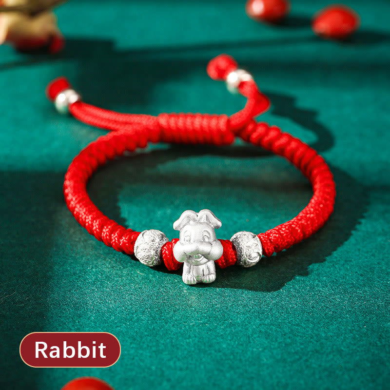 Wear FengShui 999 Sterling Silver Chinese Zodiac Red Rope Luck Handcrafted Kids Bracelet