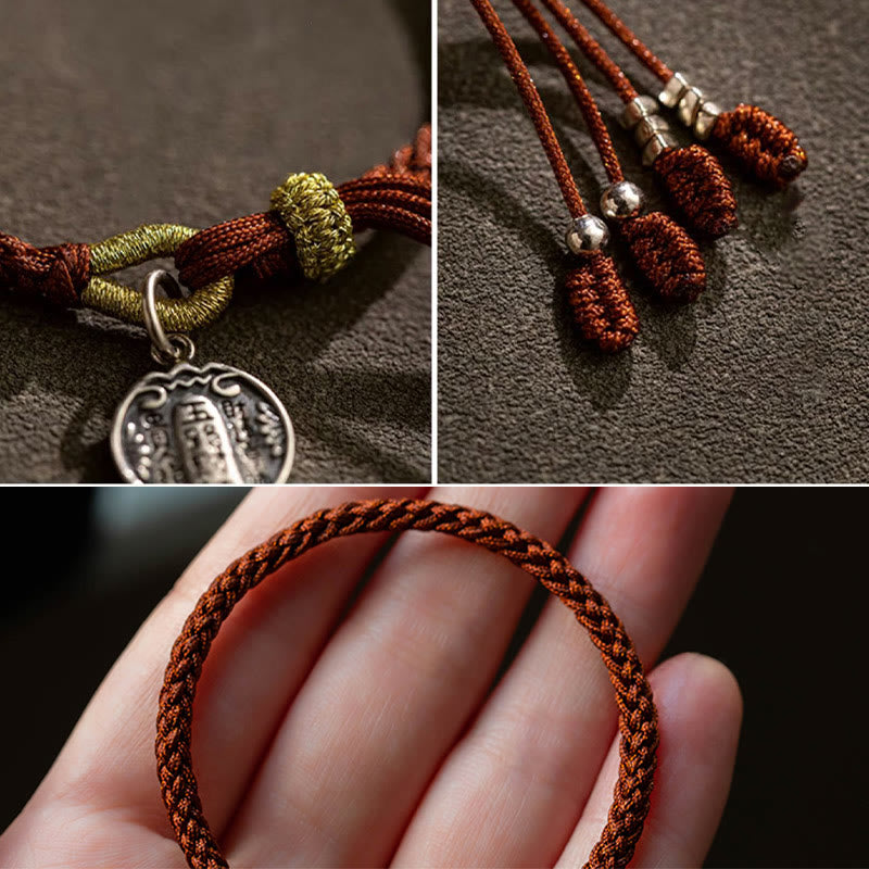 Wear FengShui Handmade 925 Sterling Silver Five Directions Gods of Wealth Luck Protection String Braid Bracelet