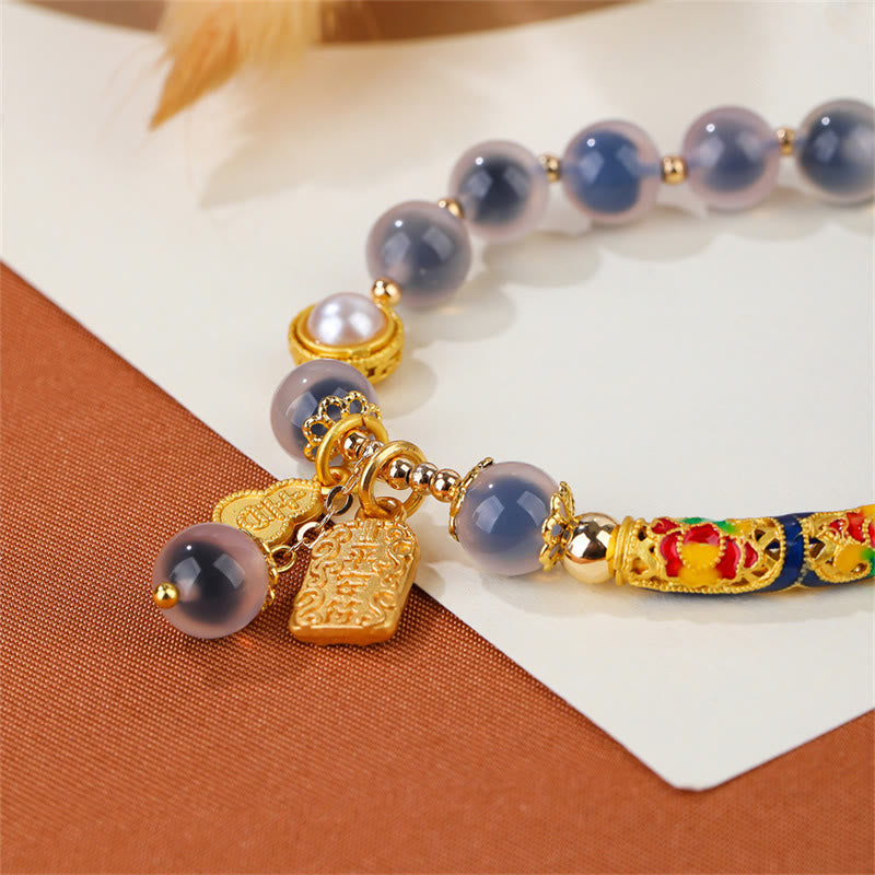 Wear FengShui Natural Blue Candy Agate Amulet Strength Bracelet