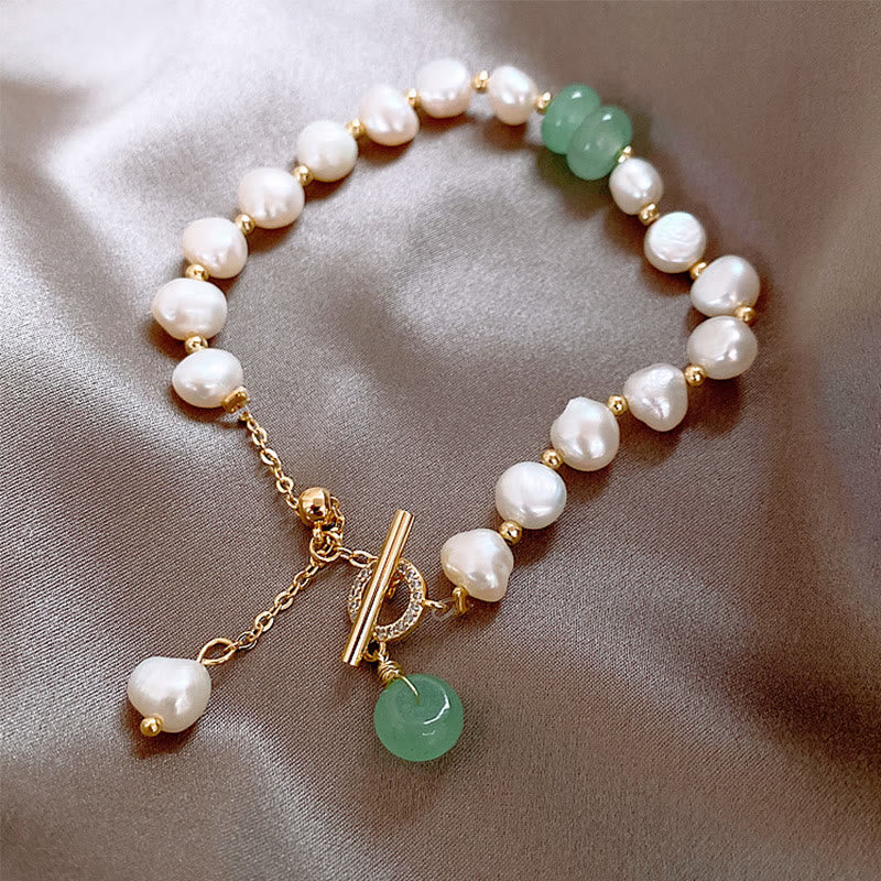 Wear FengShui Pearl Green Strawberry Quartz Bead Healing Chain Bracelet