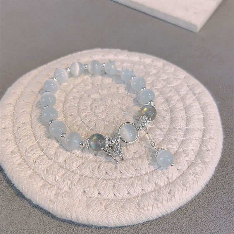 Wear FengShui Cat's Eye Moonstone Butterfly Star Charm Support Bracelet