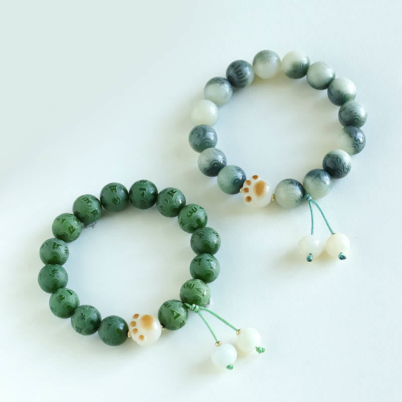 Wear FengShui Bodhi Seed Om Mani Padme Hum Carved Harmony Bracelet