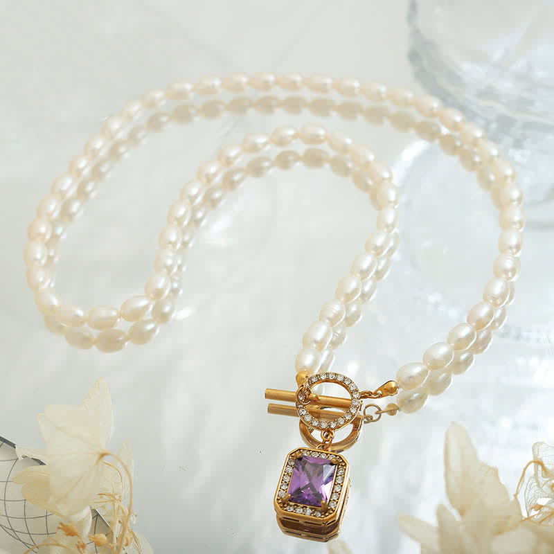 Wear FengShui Pearl Zircon Wealth Charm Necklace Pendant