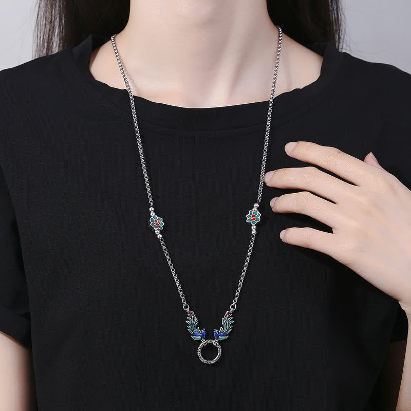 Wear FengShui Phoenix Lotus Flower Luck Protection Necklace Pendant