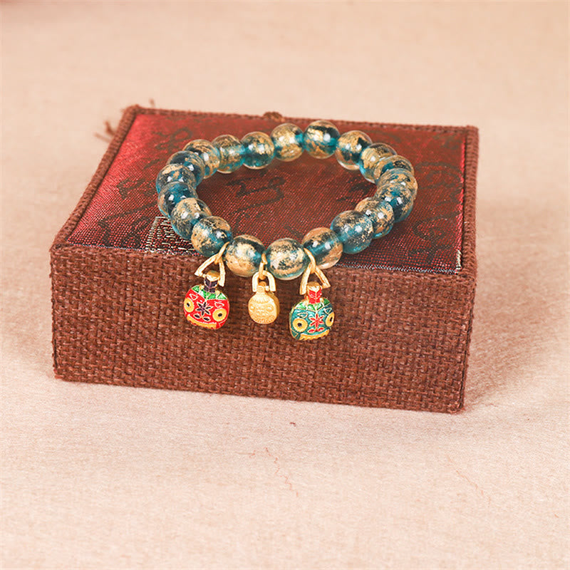 Wear FengShui Tibetan Gold Swallowing Beast Family Dorje Vajra Strength Bead Bracelet